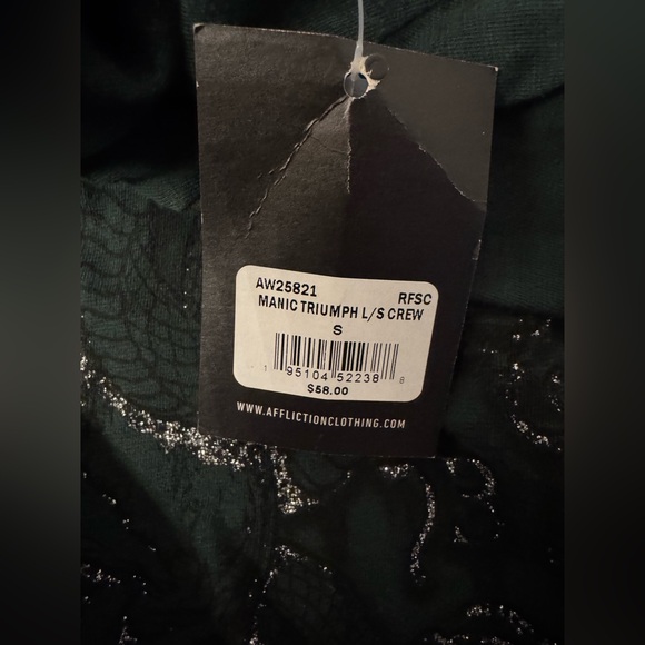 Affliction Manic Triumph American Custom Women’s Green Long Sleeve Size Small - Picture 9 of 9